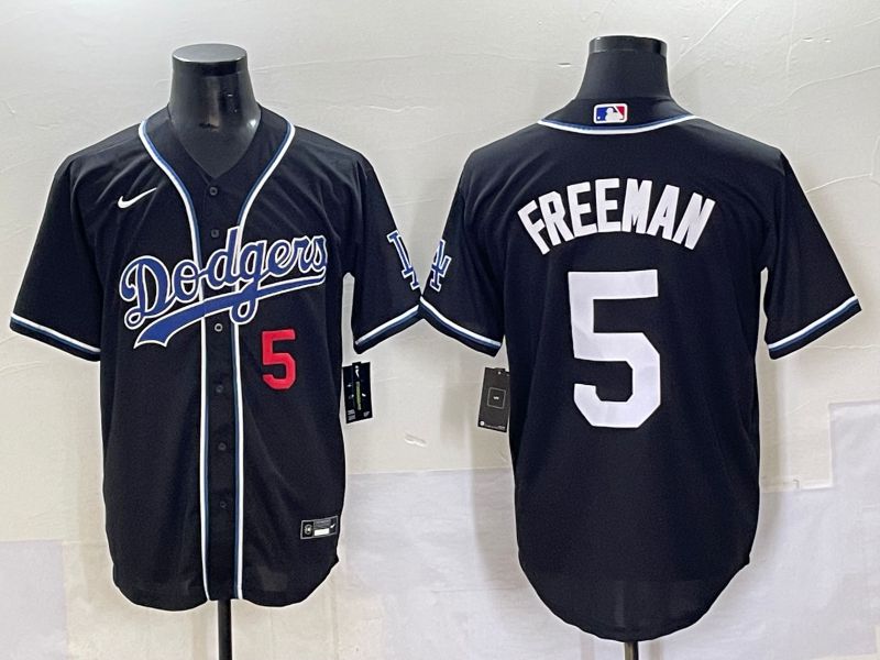 Men 2025 Los Angeles Dodgers #5 Freeman Black Three generations Fashion Nike MLB Jersey style 7042->los angeles dodgers->MLB Jersey
